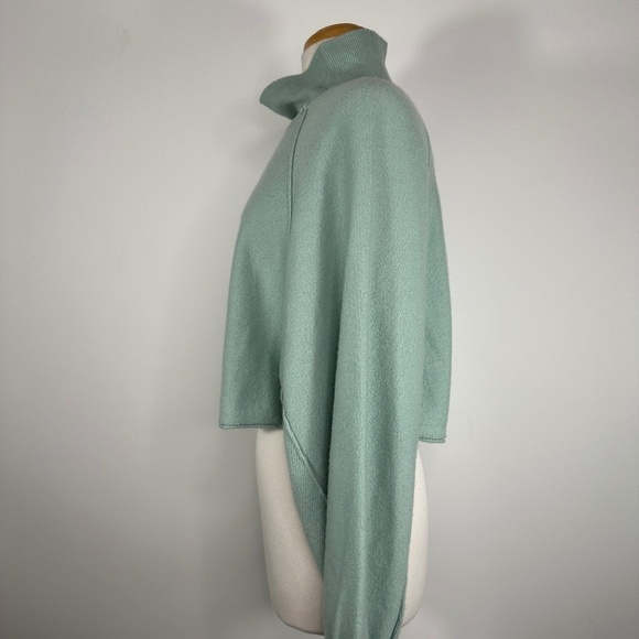 Free People Lost In Forest Mock Neck Ballon Sleeve Cropped Sweater Light Green S - Picture 6 of 13